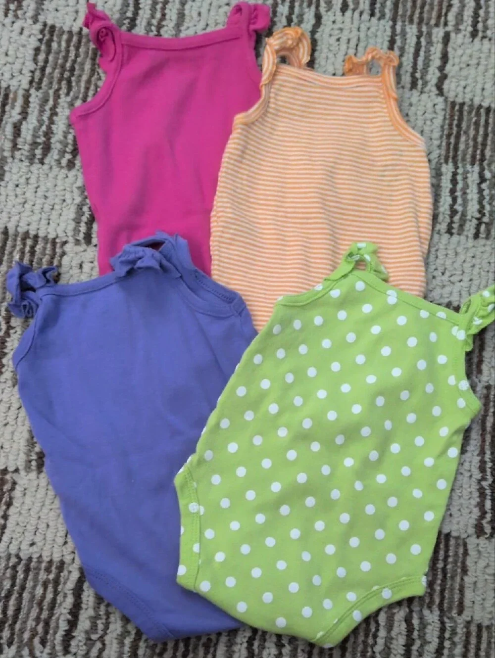 Carter's Purple, Green, Pink & Orange Baby Sleeveless Bodysuits